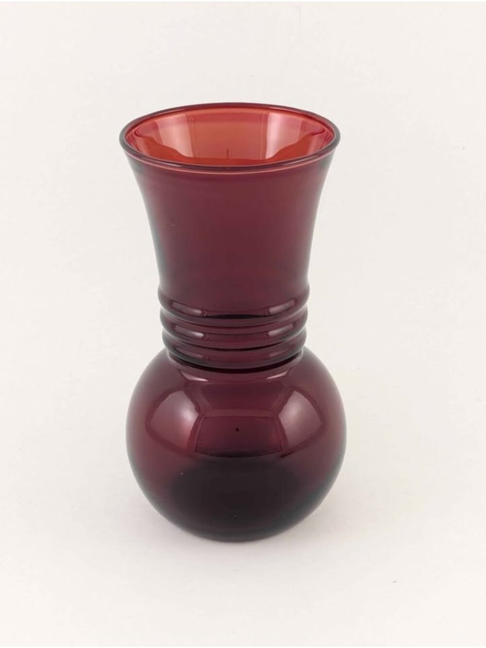 Vintage Anchor Hocking Royal Ruby Red Glass Vase Mid-Century